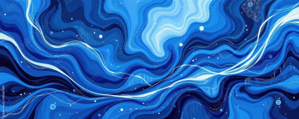 Poster a mesmerizing blue abstract background featuring varying shades of blue intertwined with swirling pa