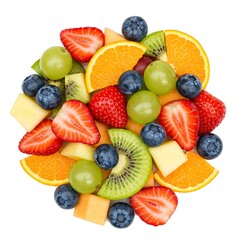 Overhead View of Mixed Fresh Fruit Salad