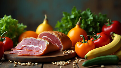 Delicatessen Healthy Food Savory Sausage Slices with Fresh Herbs Gourmet Style