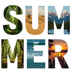 SUMMER Text with Nature Landscape Images Collage