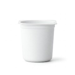 white plastic yoghurt cup isolated