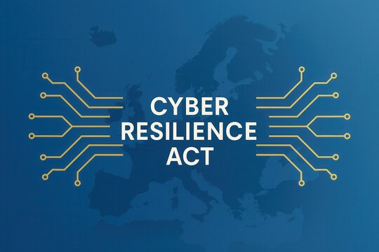 Cyber Resilience Act Graphic with Circuit Design Over Europe Map