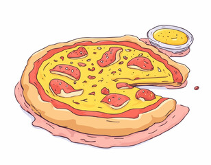 Cheesy Pizza  – Hand Drawn Food Vector