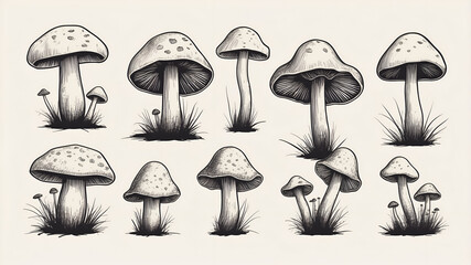 "Vibrant Vector Illustration of Mushrooms – Perfect for Design Projects"

