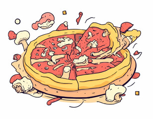 Cheesy Pizza  – Hand Drawn Food Vector