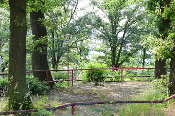 rusty barriers on a plateau in a park