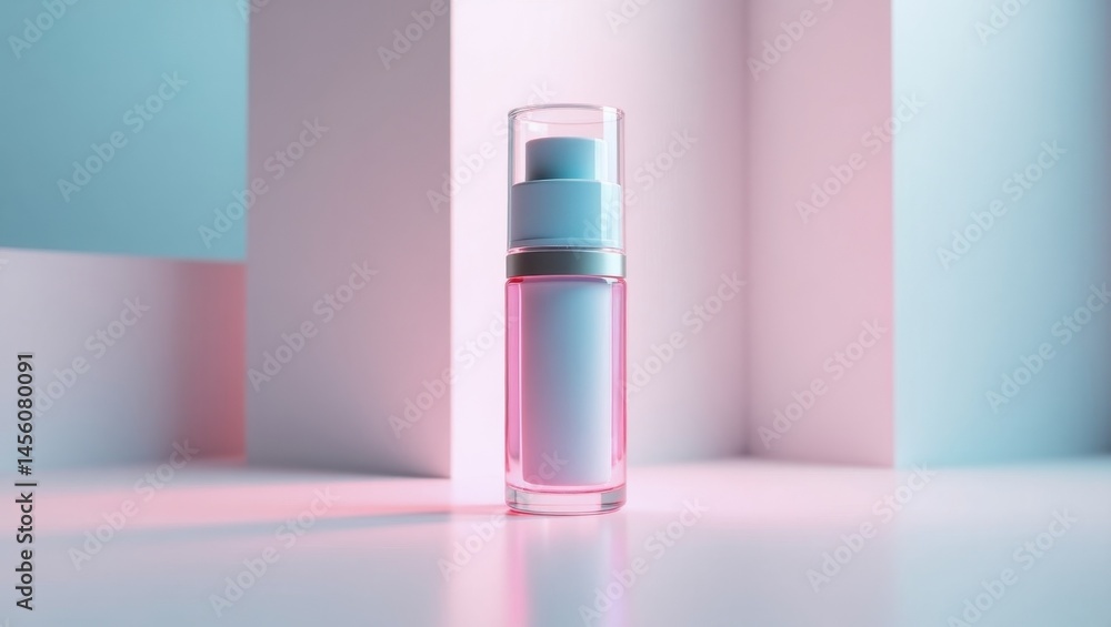 Poster silicone based primer. perfume on prime. trend product close-up. bottle of perfume sits on table wit