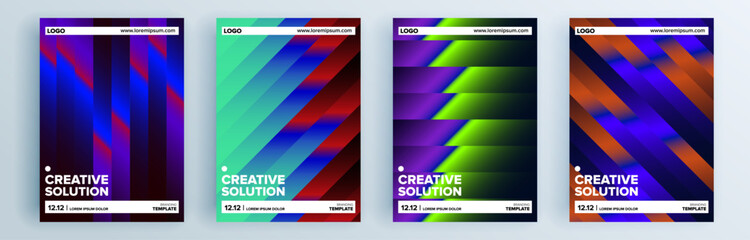Fototapeta premium Modern abstract covers set, minimal covers design. Colorful geometric background, vector illustration.