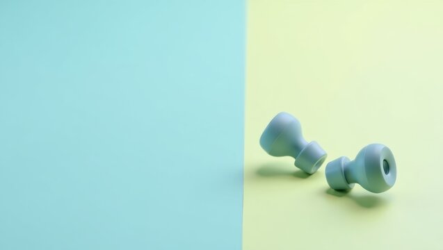 Silicone Ear Tips. Blue chess king and queen fallen on pastel backgrou