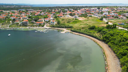 Queens Beach aerial view in Zadar, Croatia