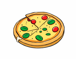 Cheesy Pizza  – Hand Drawn Food Vector