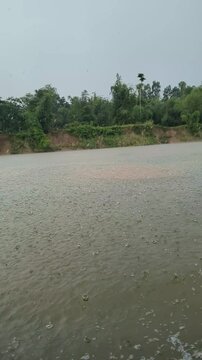 A beautiful natue and amazing 4k sceanary. River, highway, hills and rainy roads. Somewhere in Bangladesh.