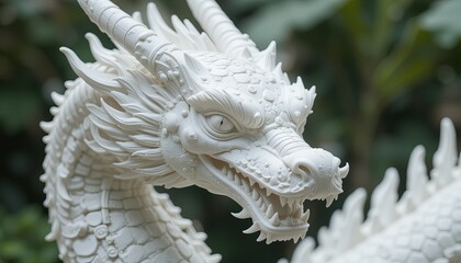 White Dragon Sculpture Close Up.