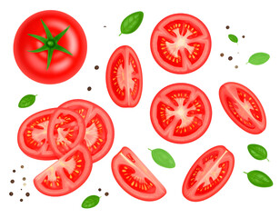 Vibrant Red Tomatoes Sliced and Whole, Culinary Delight