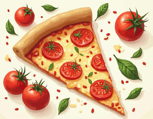 Cheesy Pizza  – Hand Drawn Food Vector