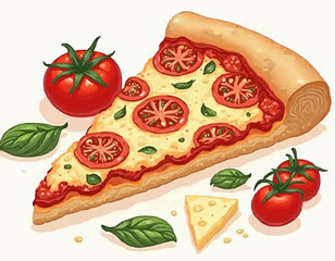 Cheesy Pizza  – Hand Drawn Food Vector