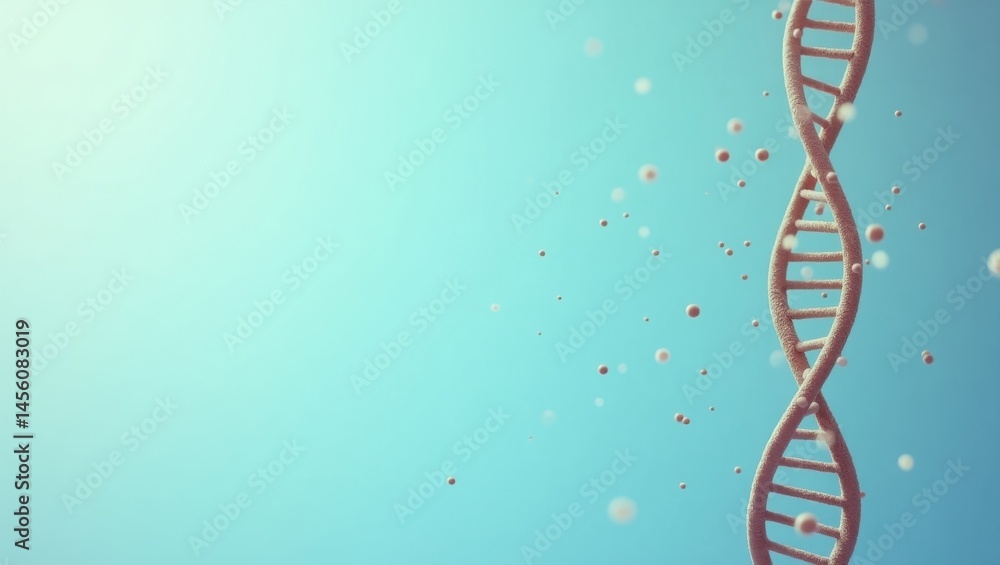 Poster singlecell rna sequencing. dna floating free. isolated background, copyspace.. solitary strand of dn