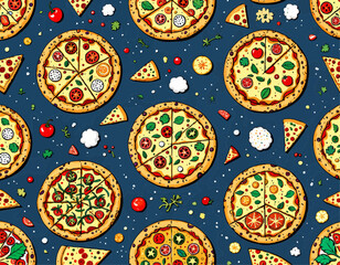 Cheesy Pizza  &ndash; Hand Drawn Food Vector