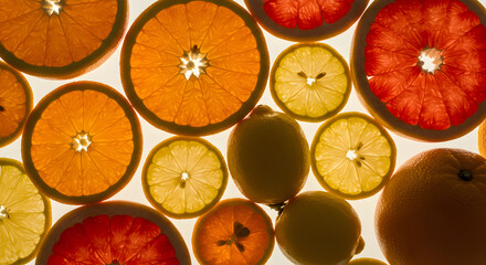 Citrus Symphony Backlit Display Of Healthy Fruit Slices Freshness Concept