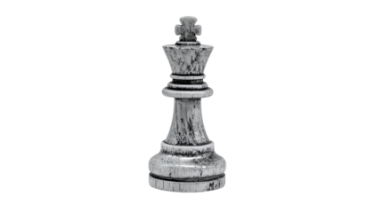 black chess king made by Etching technique isolated on white background