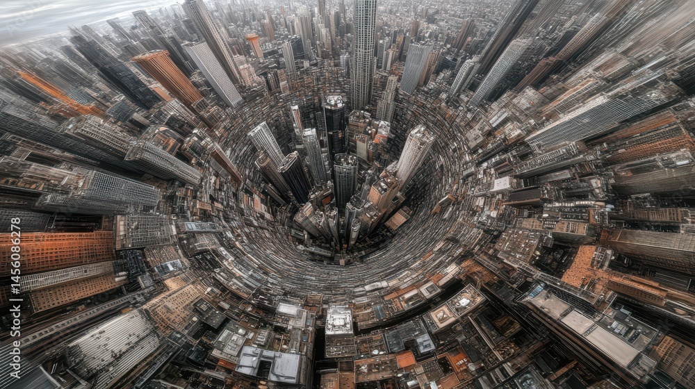 Poster urban expansion abstract a zoom effect view of a vast cityscape with an impressive display of archit