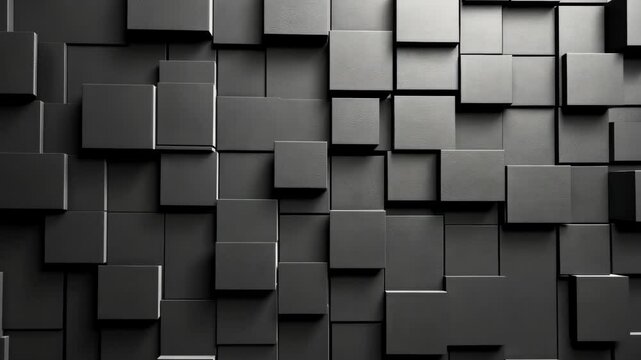 Black abstract cube structure pattern surface background 3d render illustration