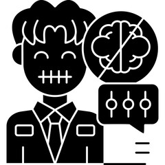 Brain Silence Icon Vector Element