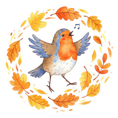 Positive Whimsical Fall Bird Clipart