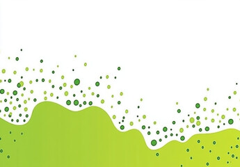 Obraz premium Bright green abstract background with bubbles and wavy shapes, creating fresh and lively atmosphere. Perfect for designs related to nature, health, or eco friendly themes