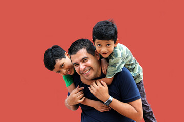 Divorced single dad and dark haired latin sons play and have fun spend quality time together...