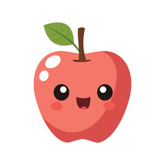 Kawaii apple with cute emotional face illustration. Kawaii fruit with emotional face