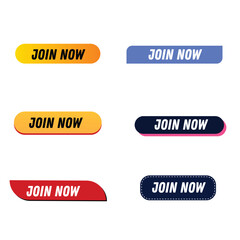 Collection of modern join now buttons in different colors and styles