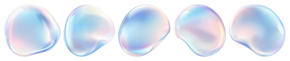 PNG Iridescent abstract liquid shapes, transparent background