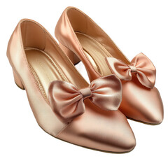 Shop elegant satin bow heels women's formal shoes party wedding footwear on transparent background
