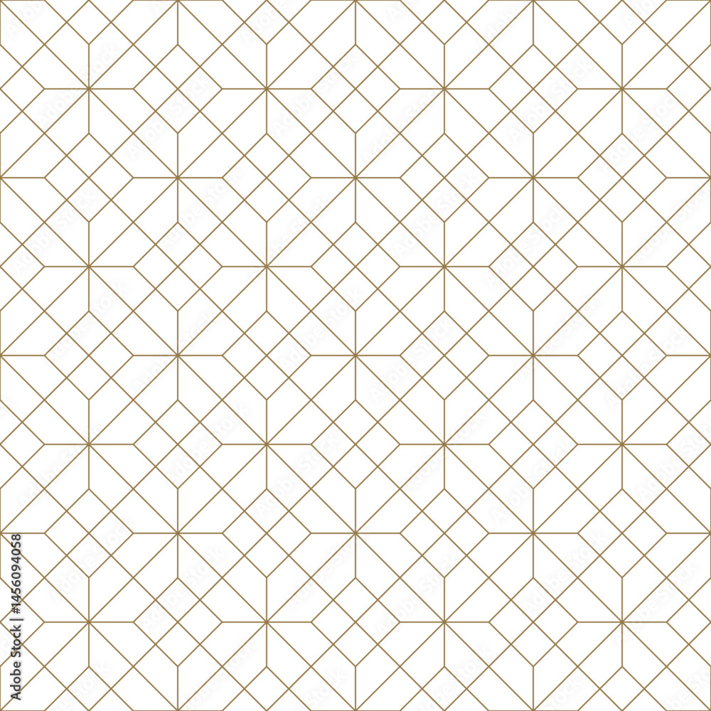 Wall mural seamless geometric pattern background with thin gold line and square rhombus. vector illustration.