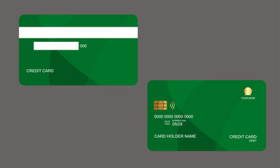 Set of Credit Cards Green Colors