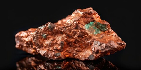 Natural Native Copper Ore on Black Background , mineral, natural beauty