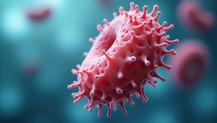 Small Intestinal Bacterial Overgrowth. Microbial growth. Trend product close-up. Red liquid with tiny dots on white surface symbolizes overgrowth of unwanted microbial life.