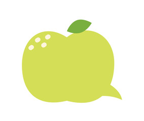 Speech bubble balloon Icon green,  Apple blank bubbles, Fruits talk bubble, Communication symbol, Message logo, Cartoon sign, Vector illustration