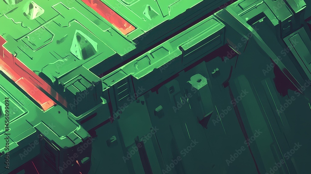 Poster abstract technological circuit board design microchip components for engineering and future innovati