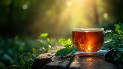 Warm tea in the forest