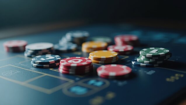 Smart Betting. Betting is Power. Trend product close-up. Betting on poker chips signifies control and power in high-stakes game of strategic emotional investment.