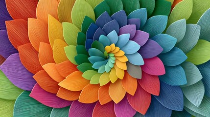 Fototapeta premium Vibrant Rainbow Spiral Flower Petals Abstract Colorful Floral Design