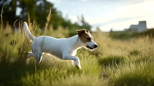 Jack Russell Terriers Running in a Sunny Field
