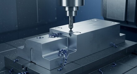 Drilling Metal with Milling Machine Tool in Action