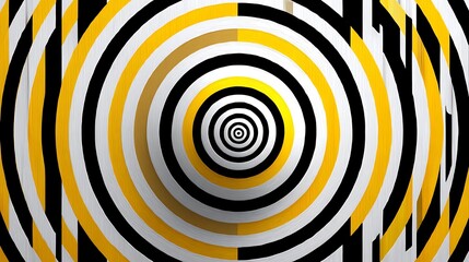 Fototapeta premium Abstract Concentric Circles Pattern Black White Gold Yellow Design