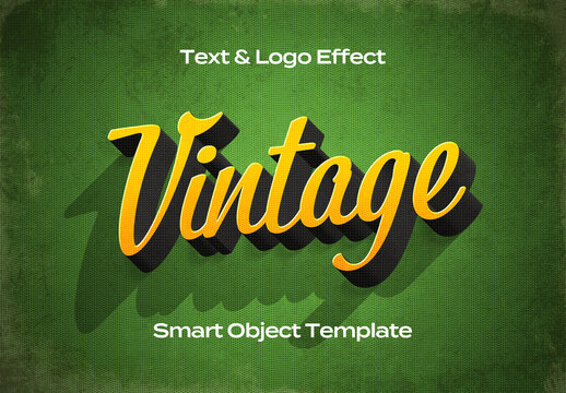 Vintage Retro Old Text Logo Style Effect Mockup Logotype Template Shape