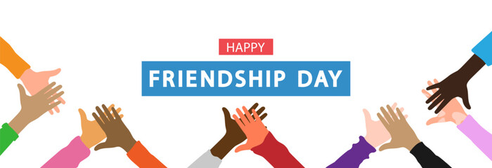 International Friendship Day. Hands reaching out to each other as a sign of friendship and support.