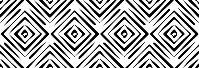 Black geometric rhombuses on a white background. Seamless pattern.