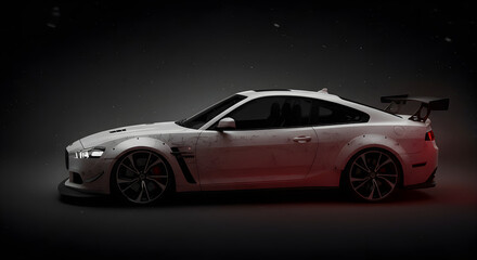 Sleek White Sports Coupe A Digital Rendering of a Modern, Customized Car Design